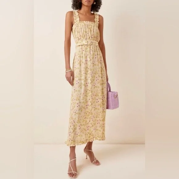 NWT Faithfull the Brand Saint Tropez Midi Dress Adele Floral Print sz 2 XS